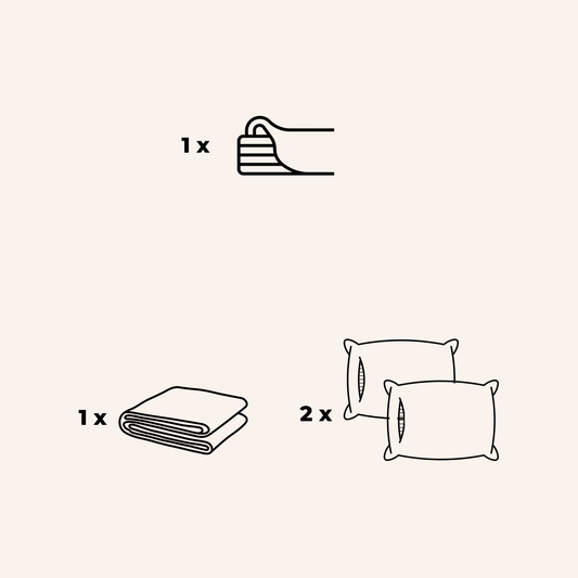 Ensemble drap de dessus avec 1 taie d'oreiller et 2 oreillers bambou illustrés comme composants de literie.
