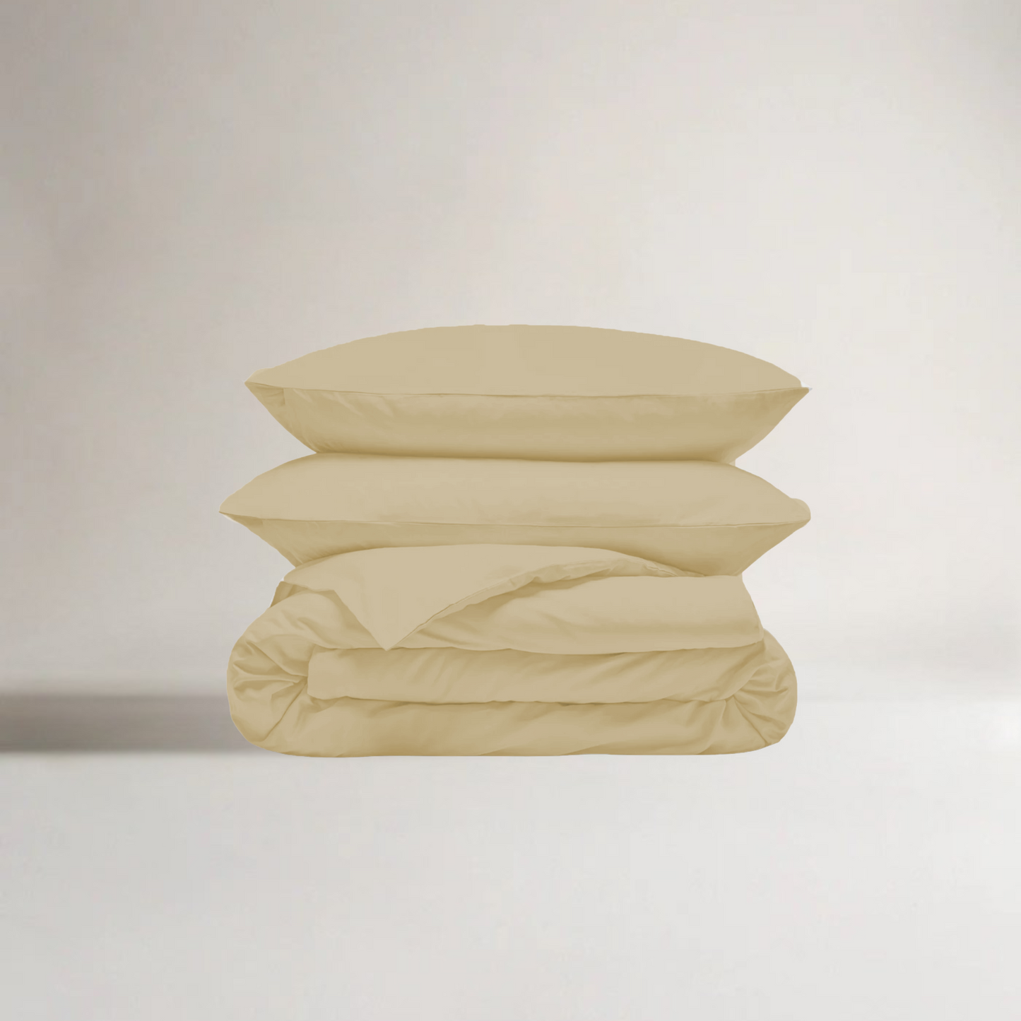 Jogo de roupa de cama bambu beige areia com capa de edredão – macio, sustentável, respirável e 4 estações