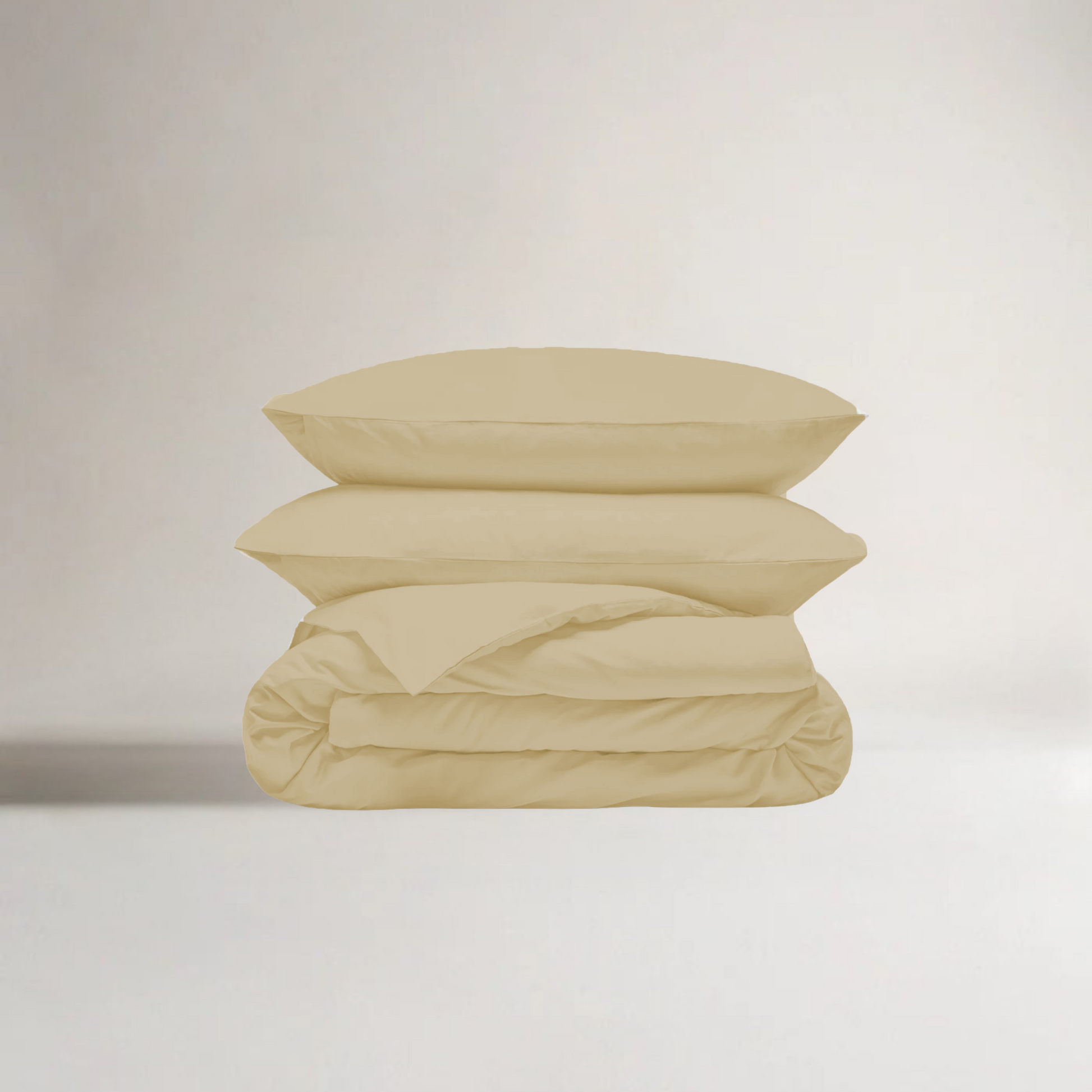 Jogo de roupa de cama bambu beige areia com capa de edredão – macio, sustentável, respirável e 4 estações