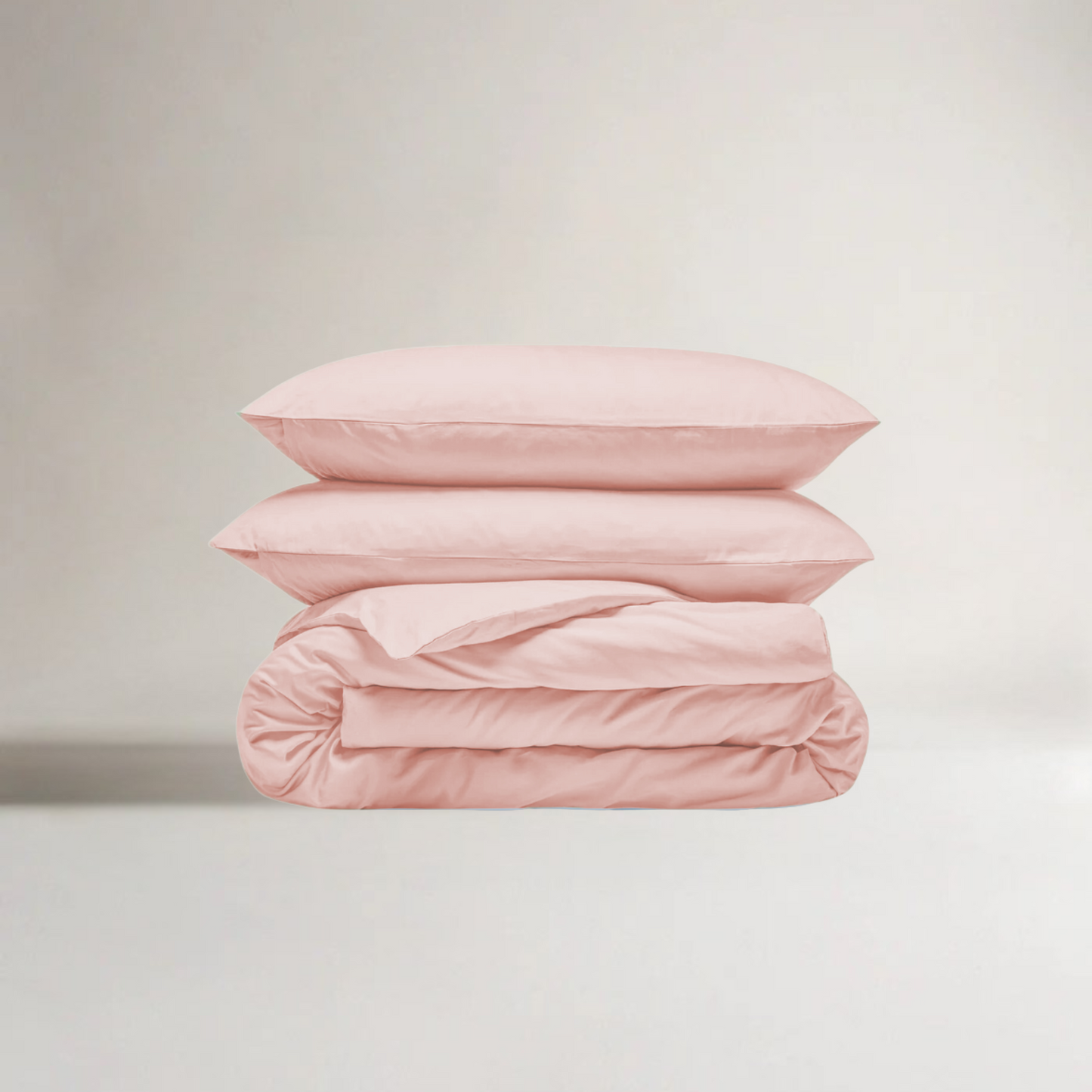 Jogo de roupa de cama de bambu com capa de edredão rosa – toque suave, sustentável, respirável e 4 estações 