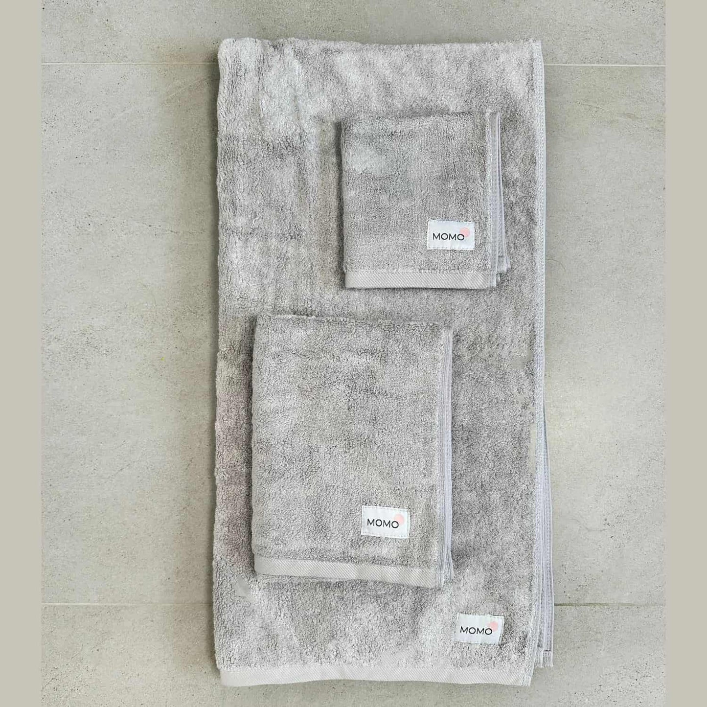 Complete grey bamboo towel set – bath, hand, face towels and mat, soft, absorbent and sustainable