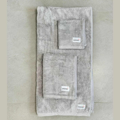 Complete grey bamboo towel set – bath, hand, face towels and mat, soft, absorbent and sustainable